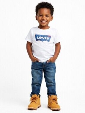 Levi's White Tee with Blue Logo Unisex Size 5